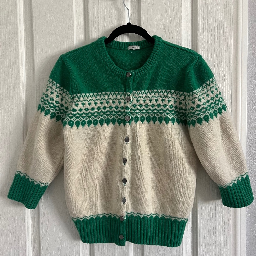 Green Fair Isle Cardigan Sweater